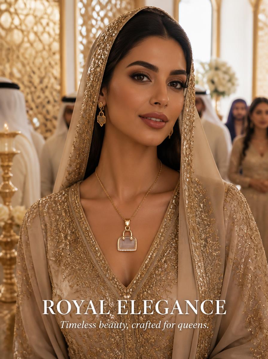 Golden Handbag Charm Necklace