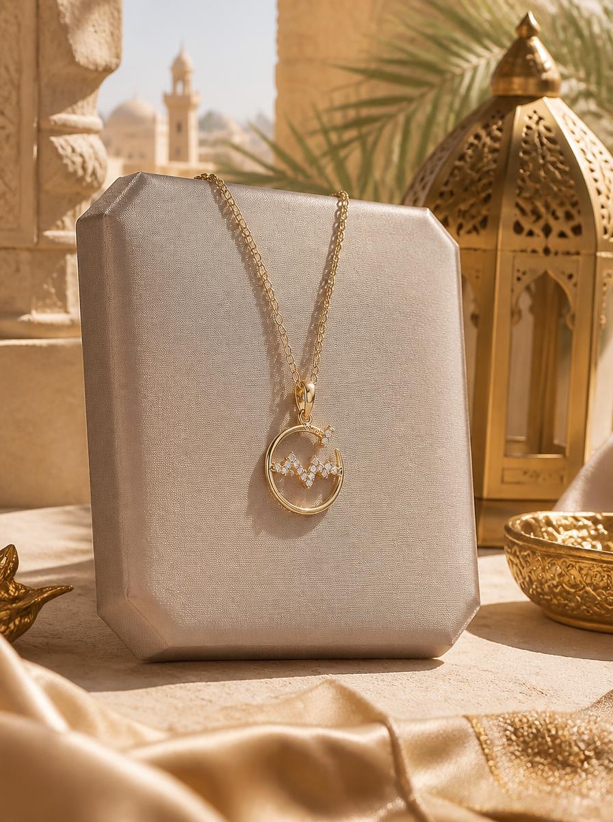 Golden Wave and Star Pendant Necklace