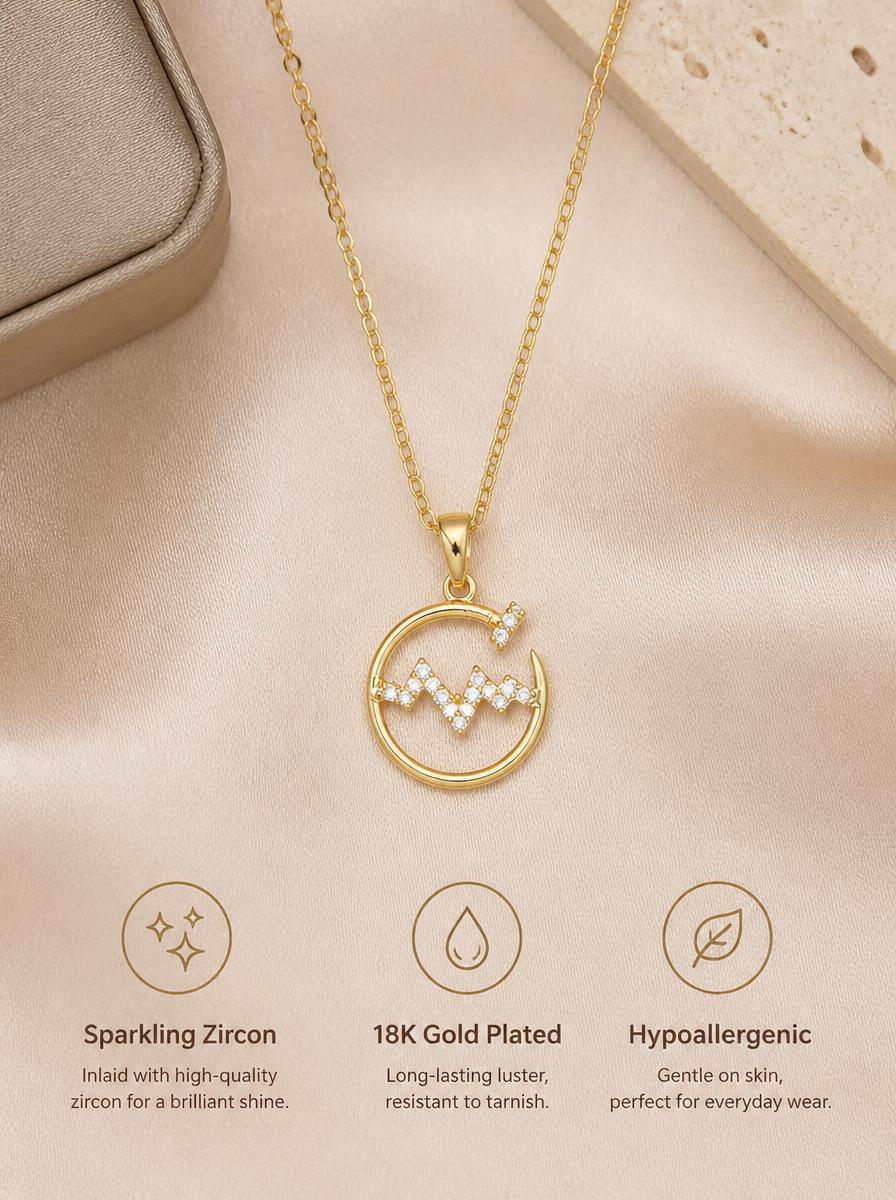Golden Wave and Star Pendant Necklace