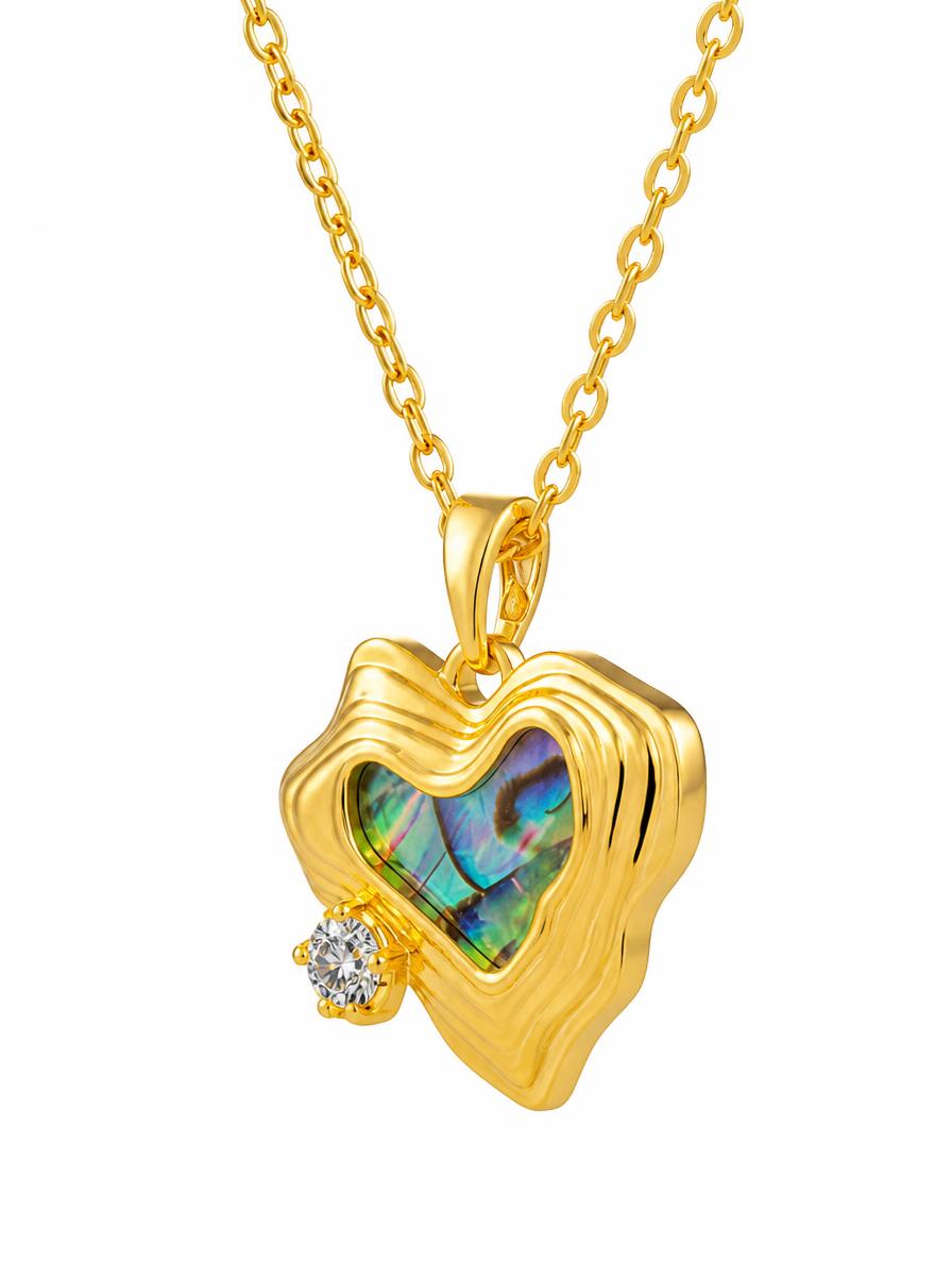 Wavy Heart Abalone Shell Necklace