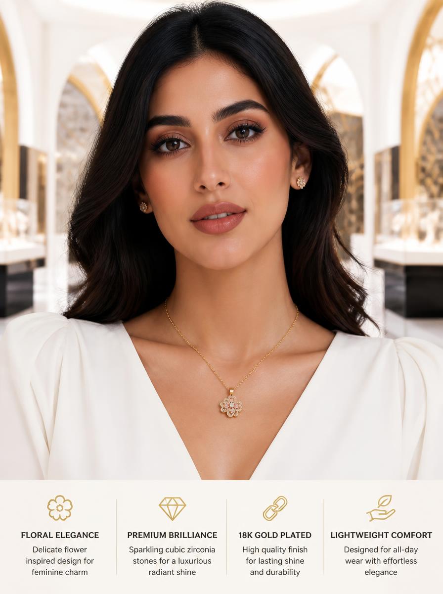 Pink Zircon Floral Necklace