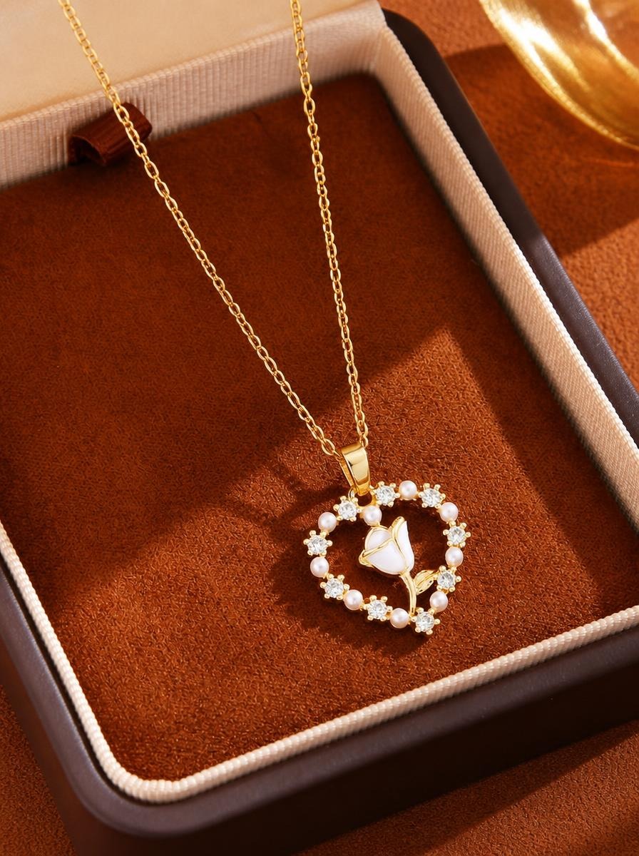 Heart Rose Necklace