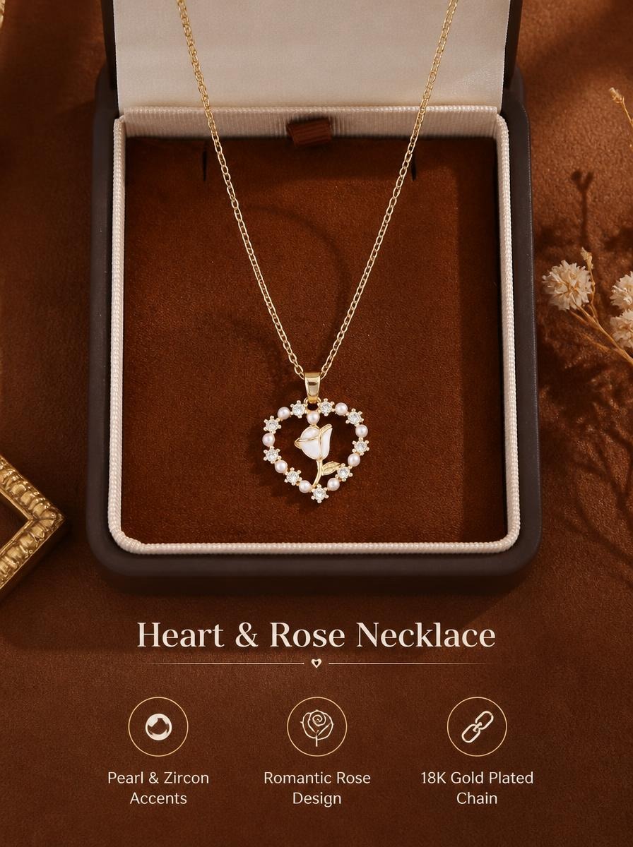 Heart Rose Necklace