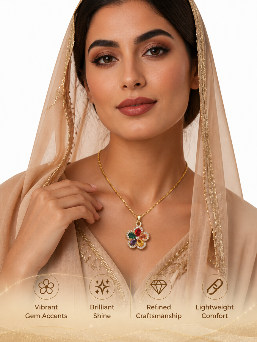 Colorful Gem Flower Necklace