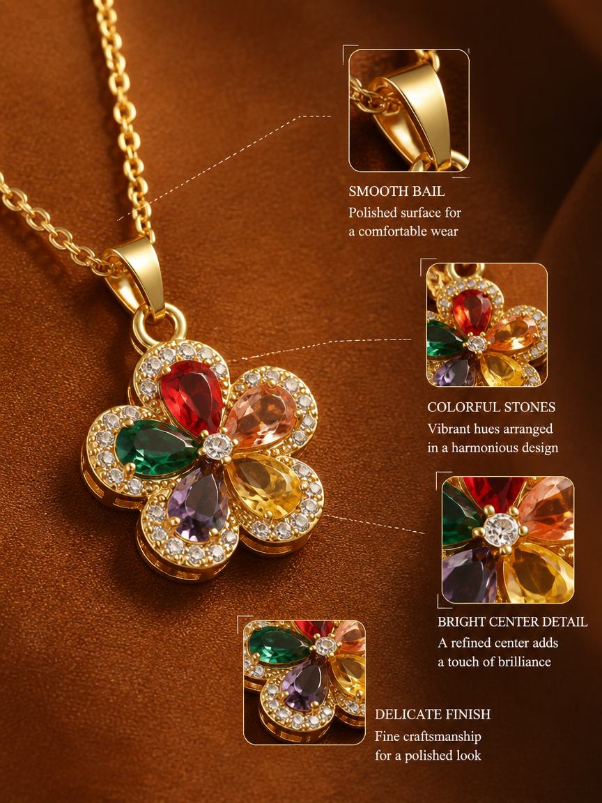 Colorful Gem Flower Necklace