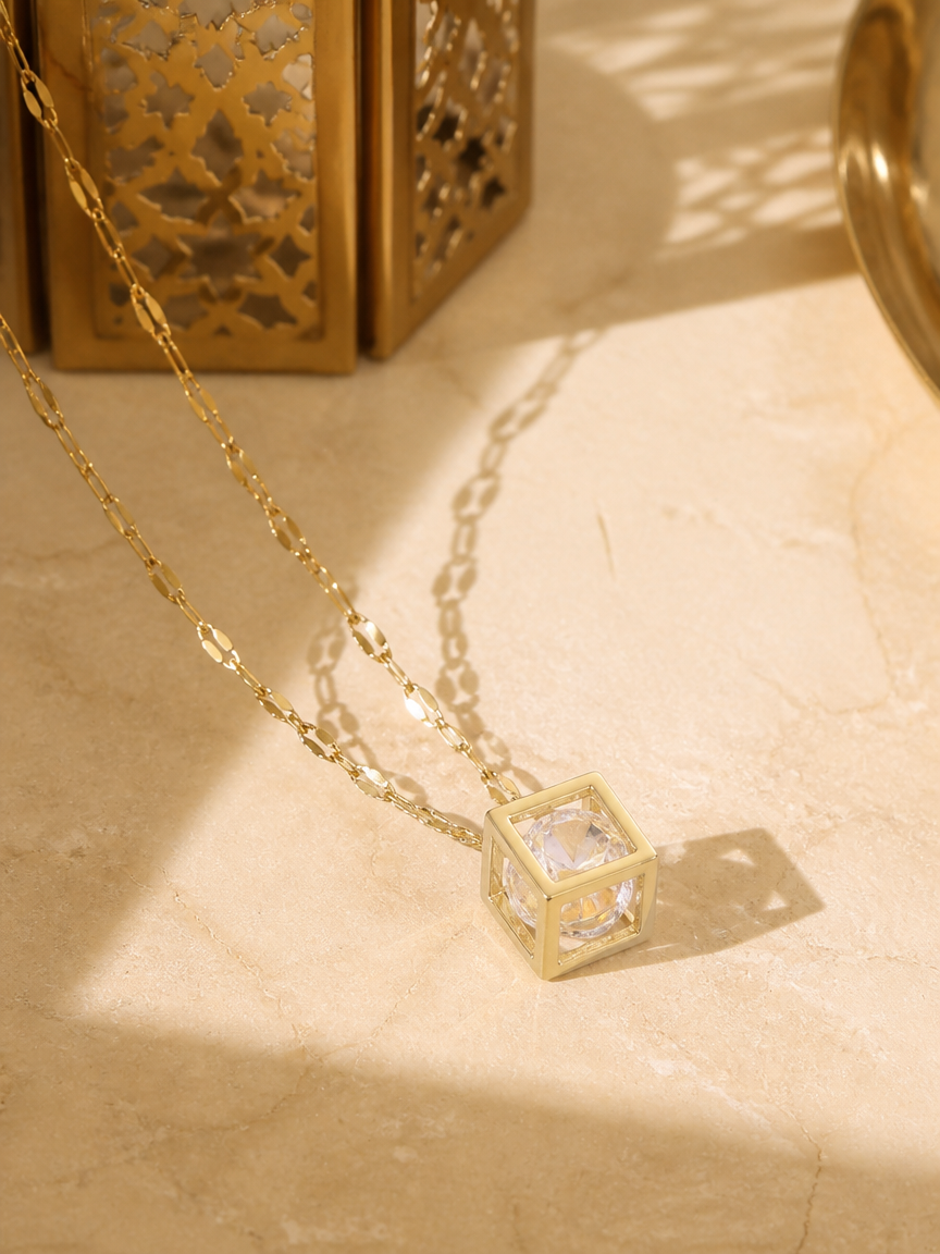 Gold Cube Necklace