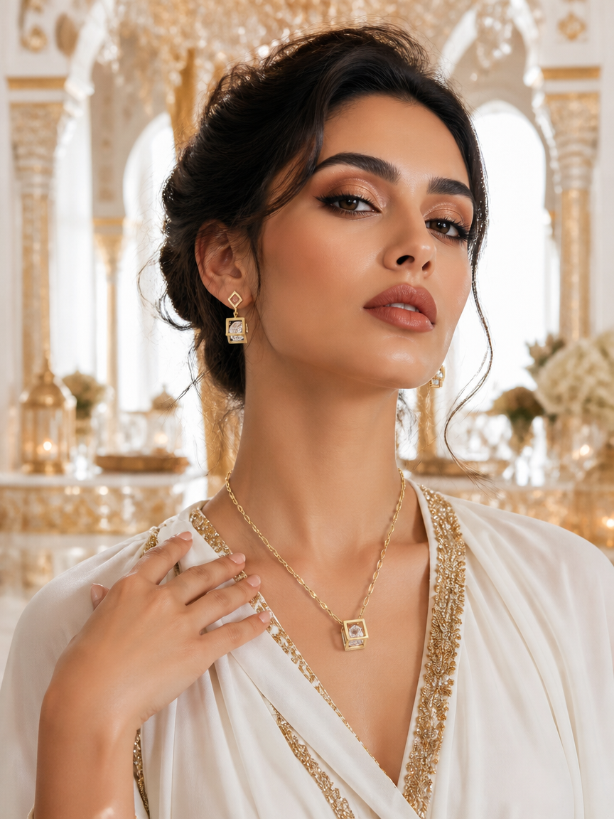 Gold Cube Necklace