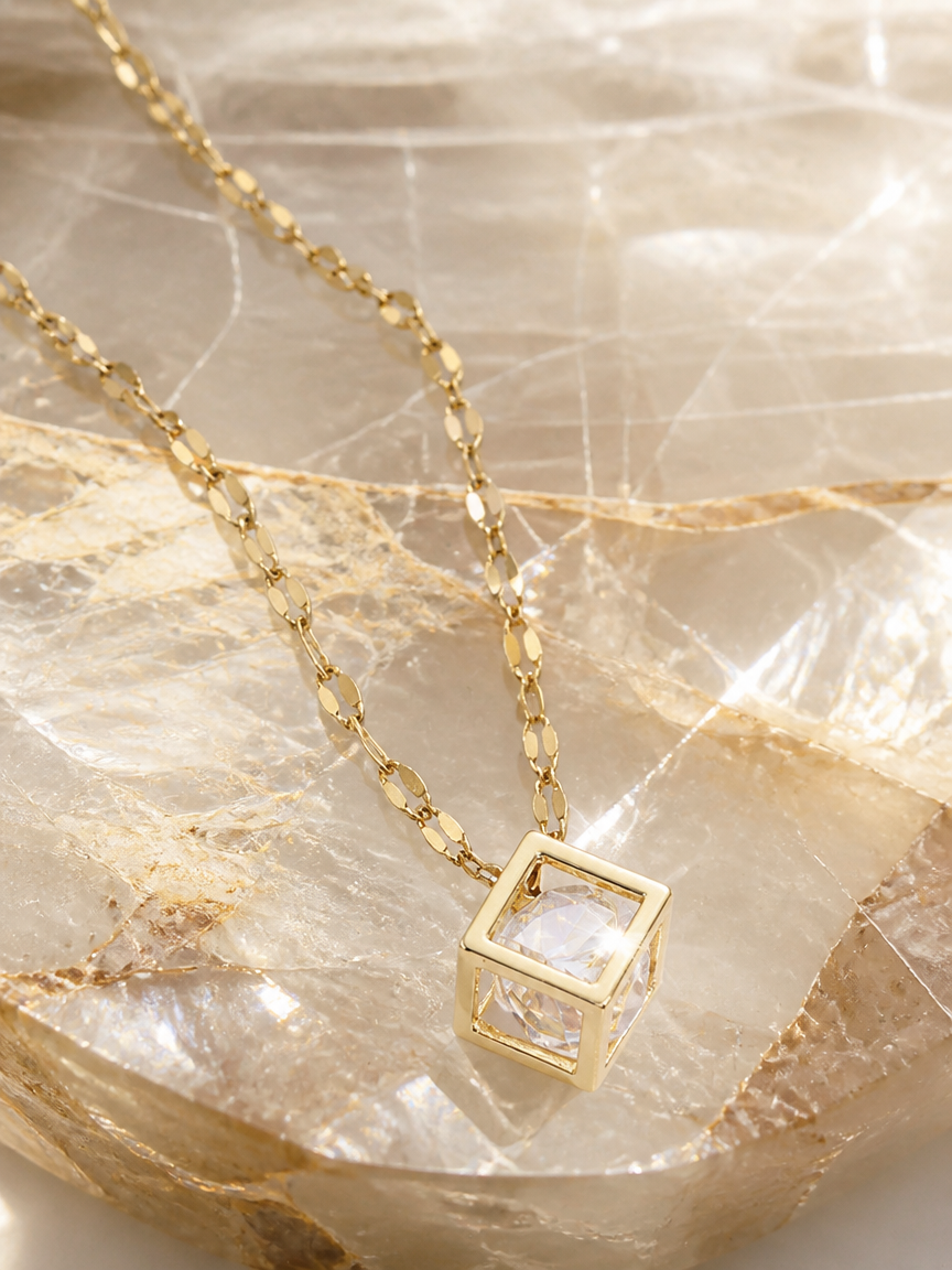 Gold Cube Necklace