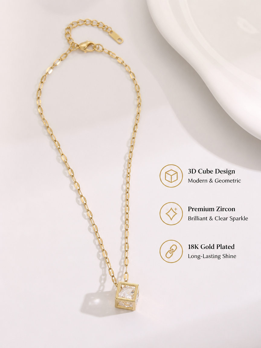 Gold Cube Necklace