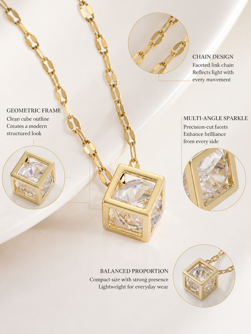Gold Cube Necklace