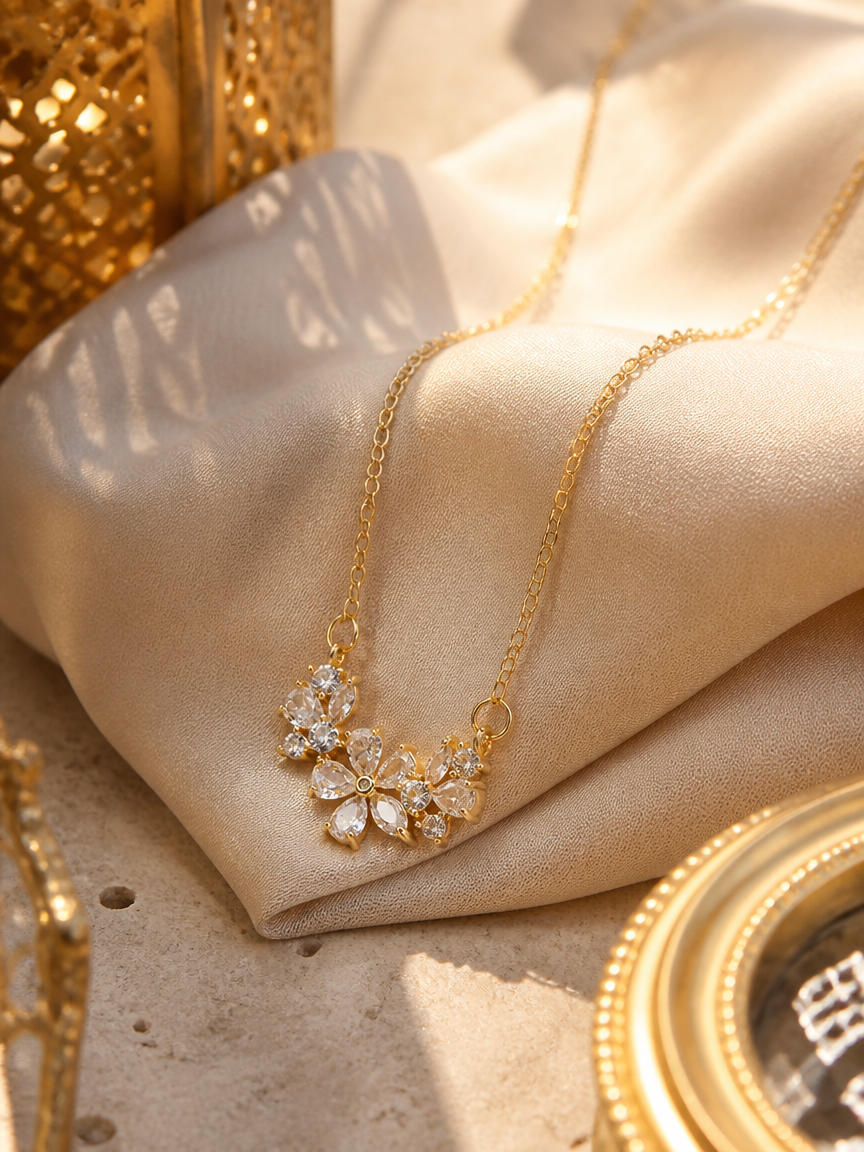 Full Zircon Flower Choker