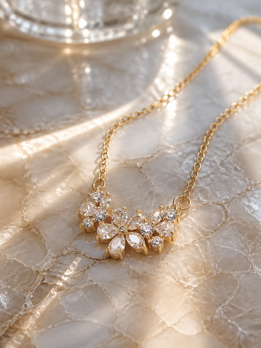 Full Zircon Flower Choker