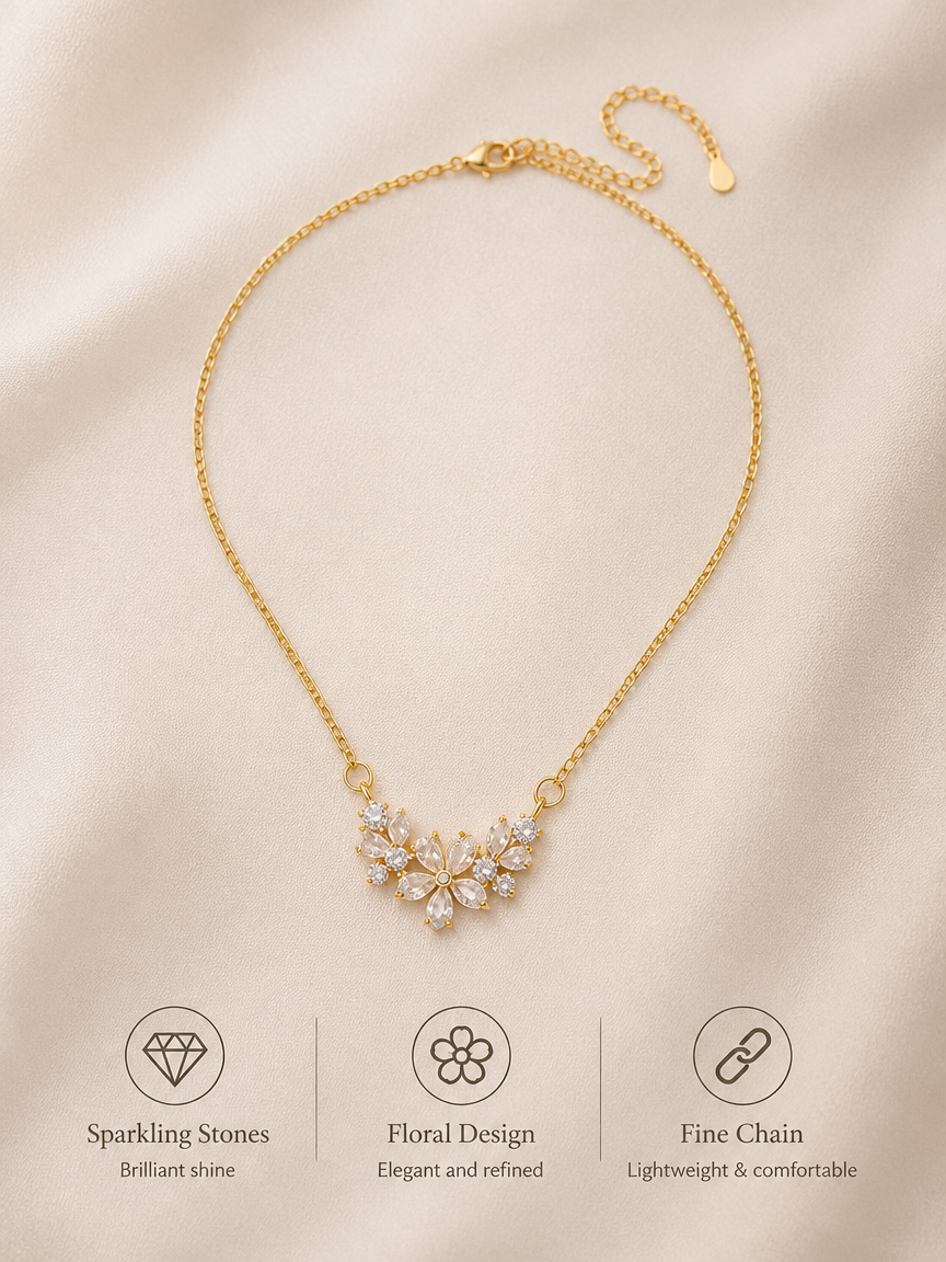 Full Zircon Flower Choker