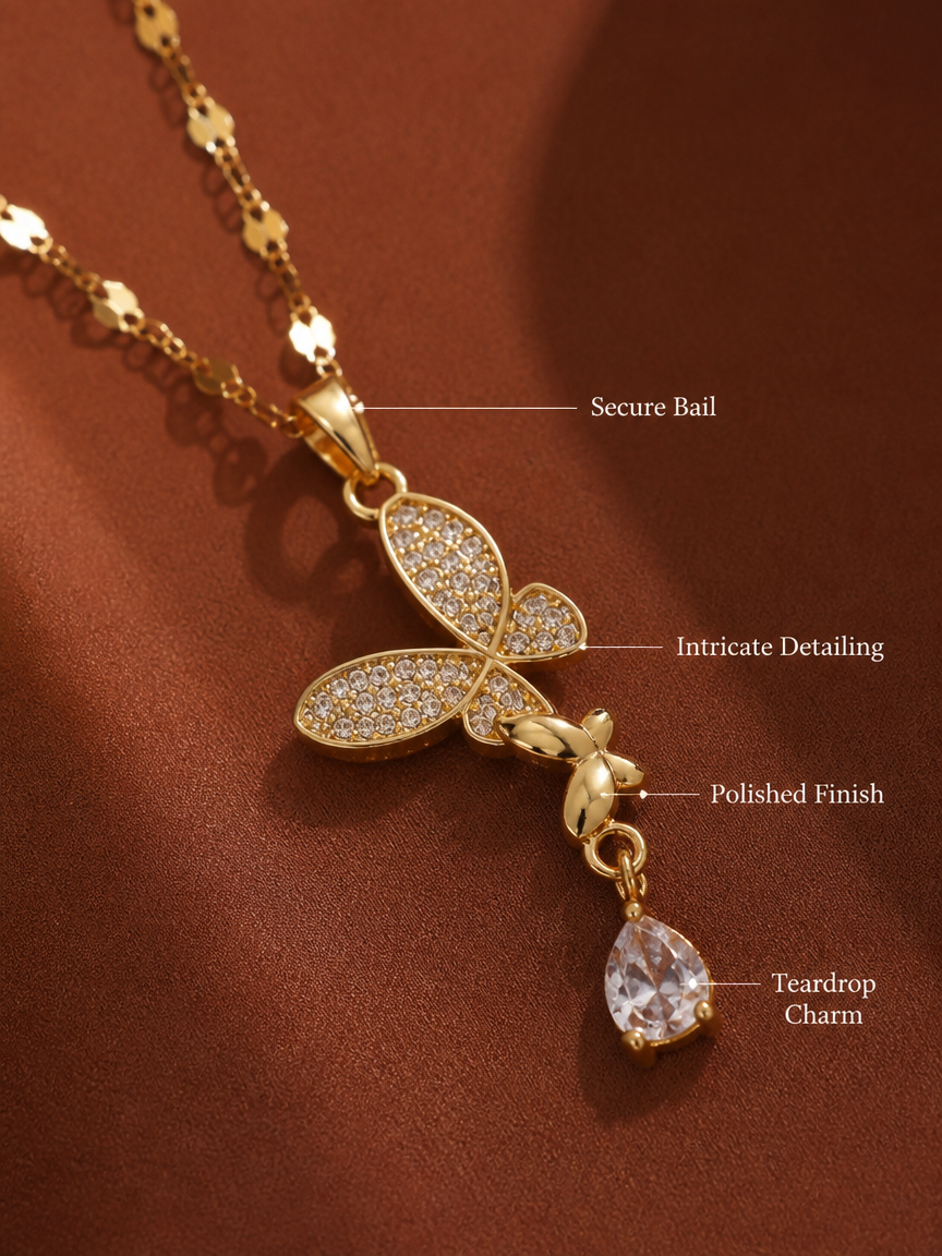 Butterfly Water Drop Necklace
