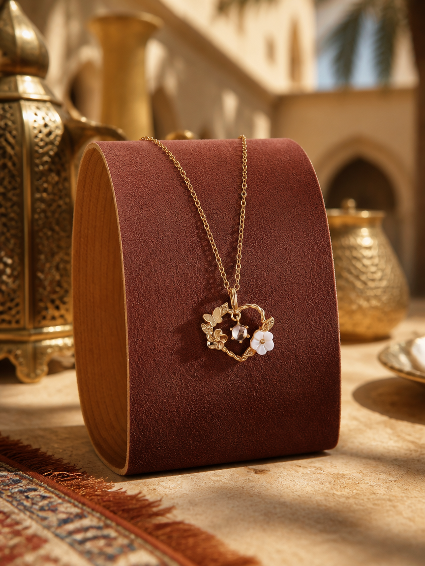 Shell Flower Heart Necklace