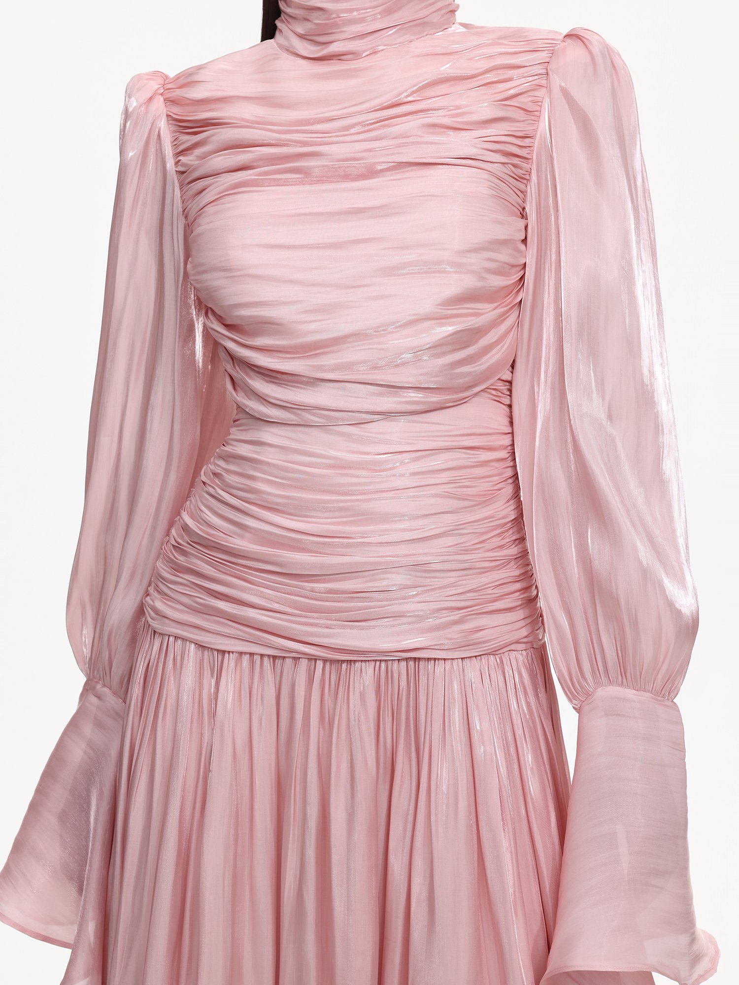 Viky Resort Waist-Defining Long Sleeve Ruched Maxi Dress