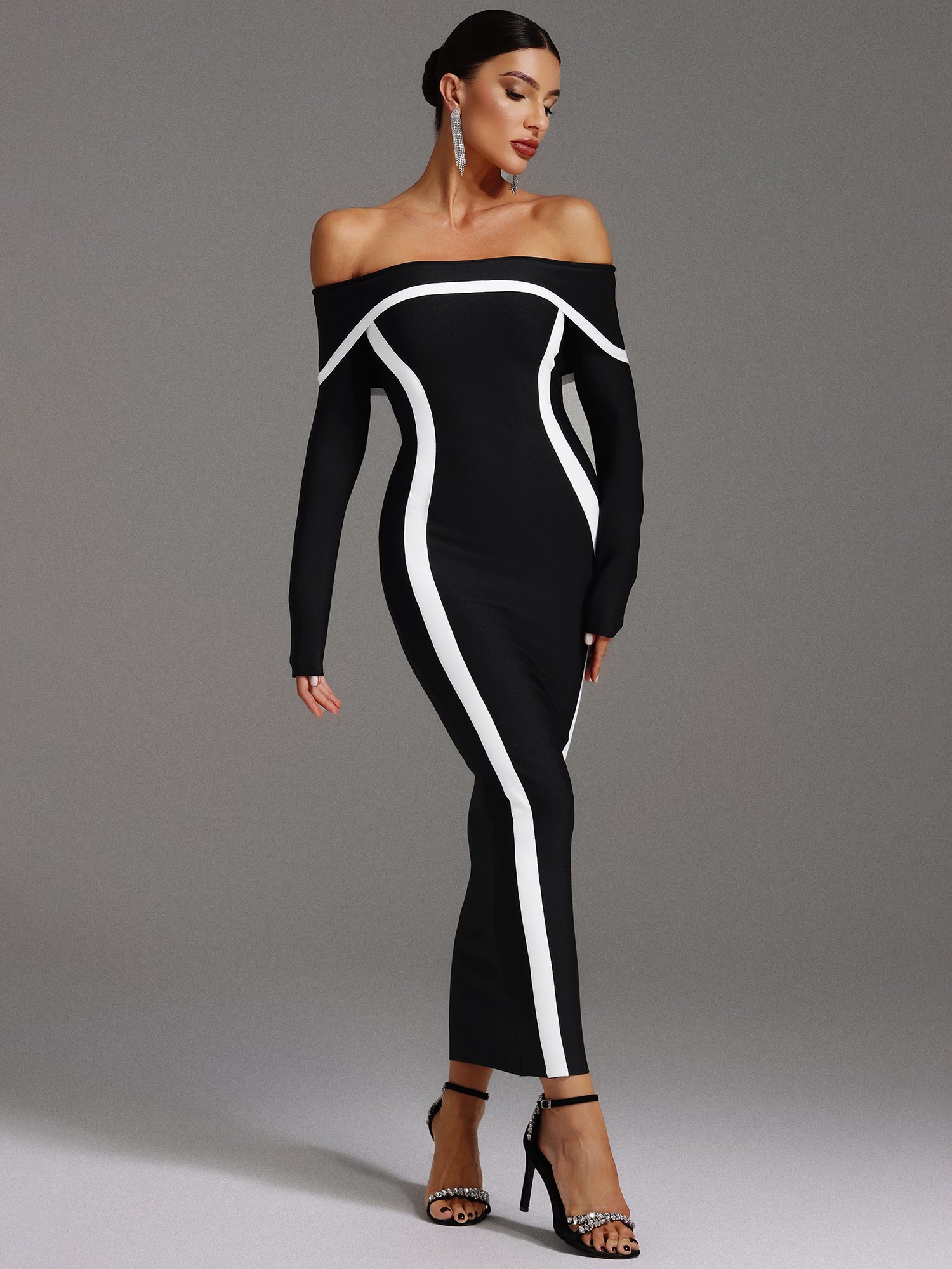 Hilda Off-the-Shoulder Long Sleeve Maxi Dress