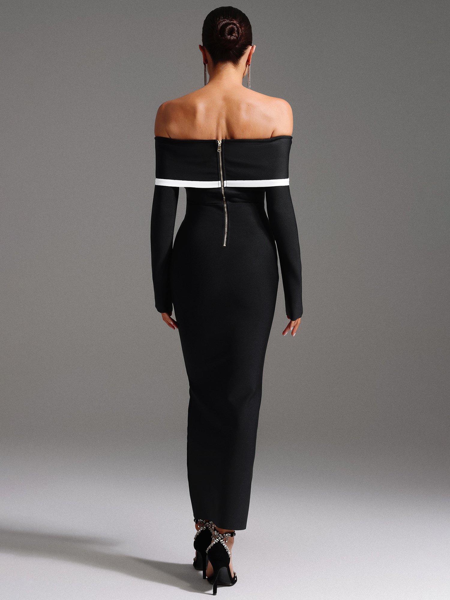 Hilda Off-the-Shoulder Long Sleeve Maxi Dress