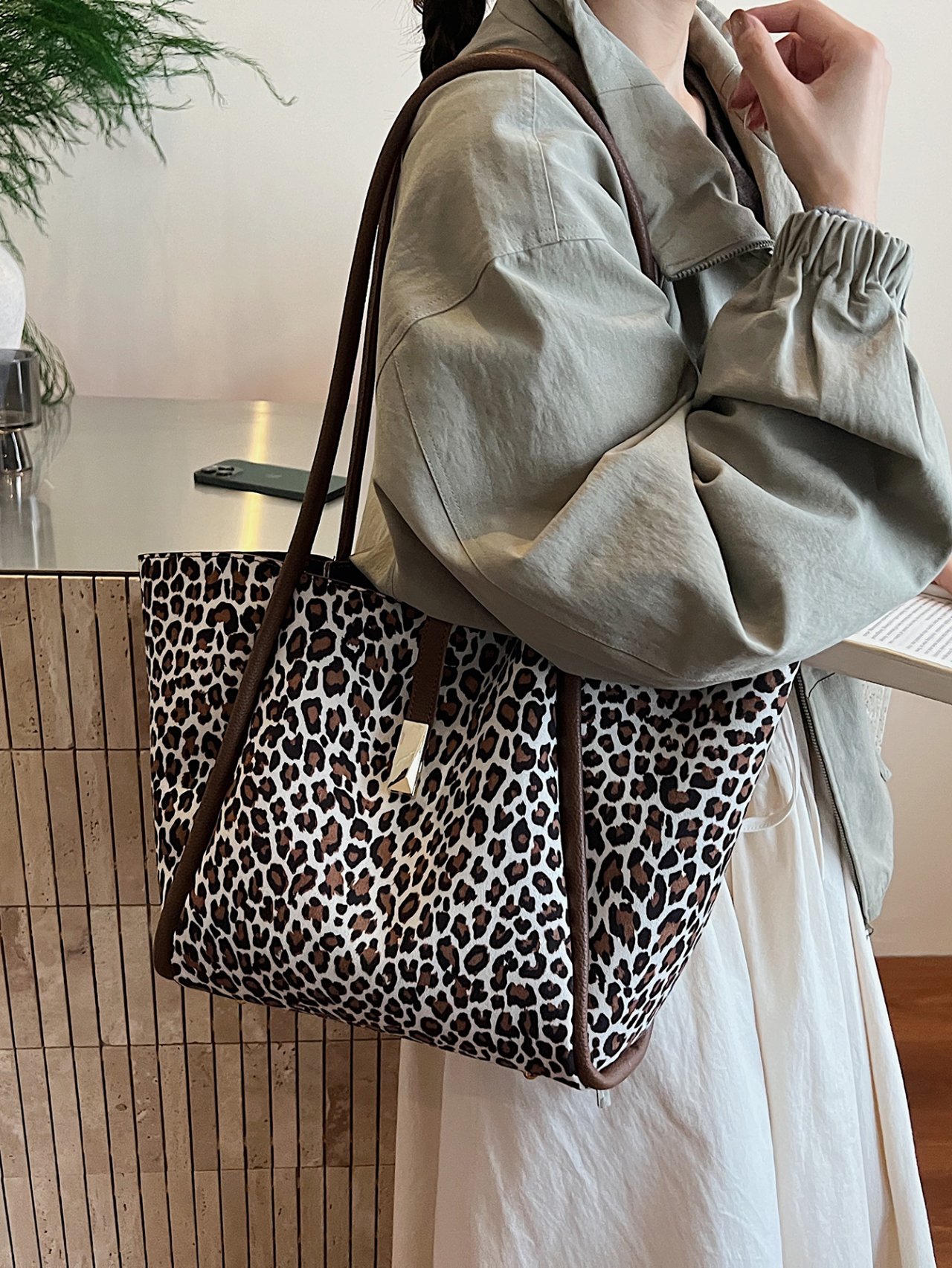 Leopard Print Tote Shoulder Bag