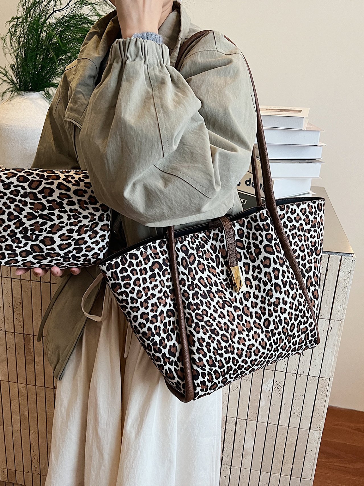 Leopard Print Tote Shoulder Bag