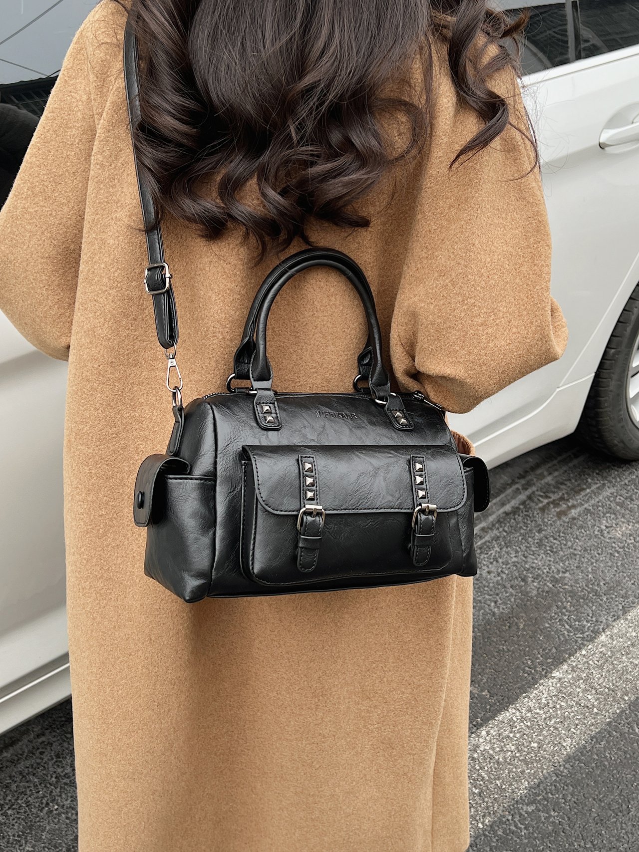 Black Studded Crossbody Bag