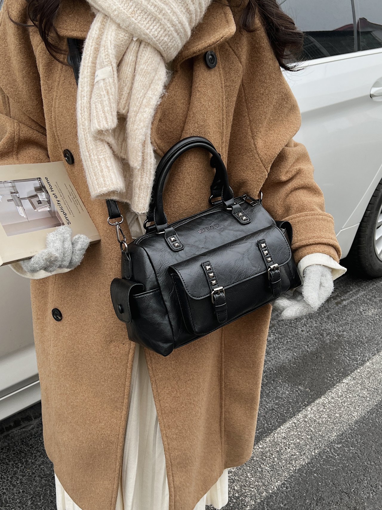 Black Studded Crossbody Bag
