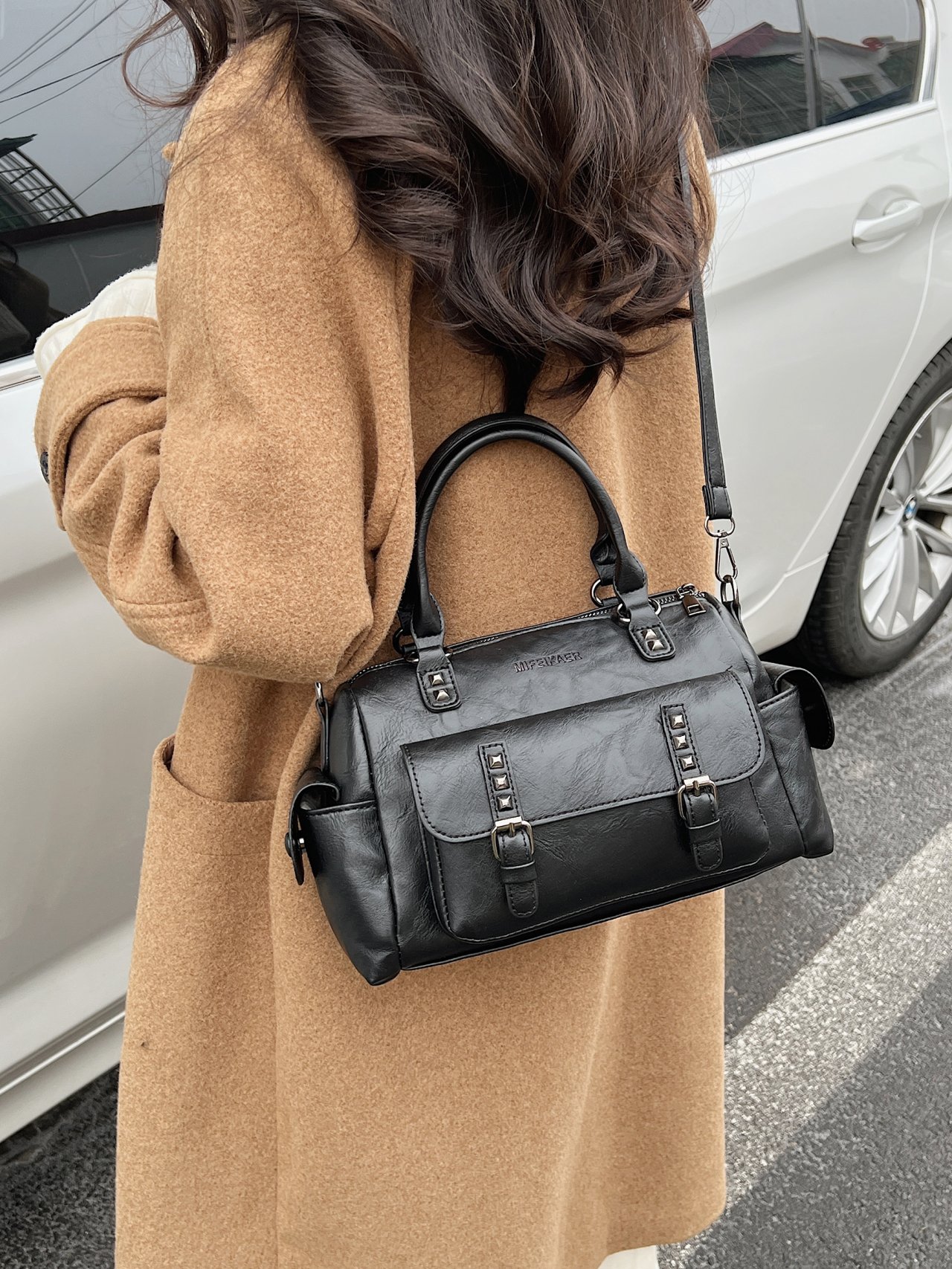 Black Studded Crossbody Bag