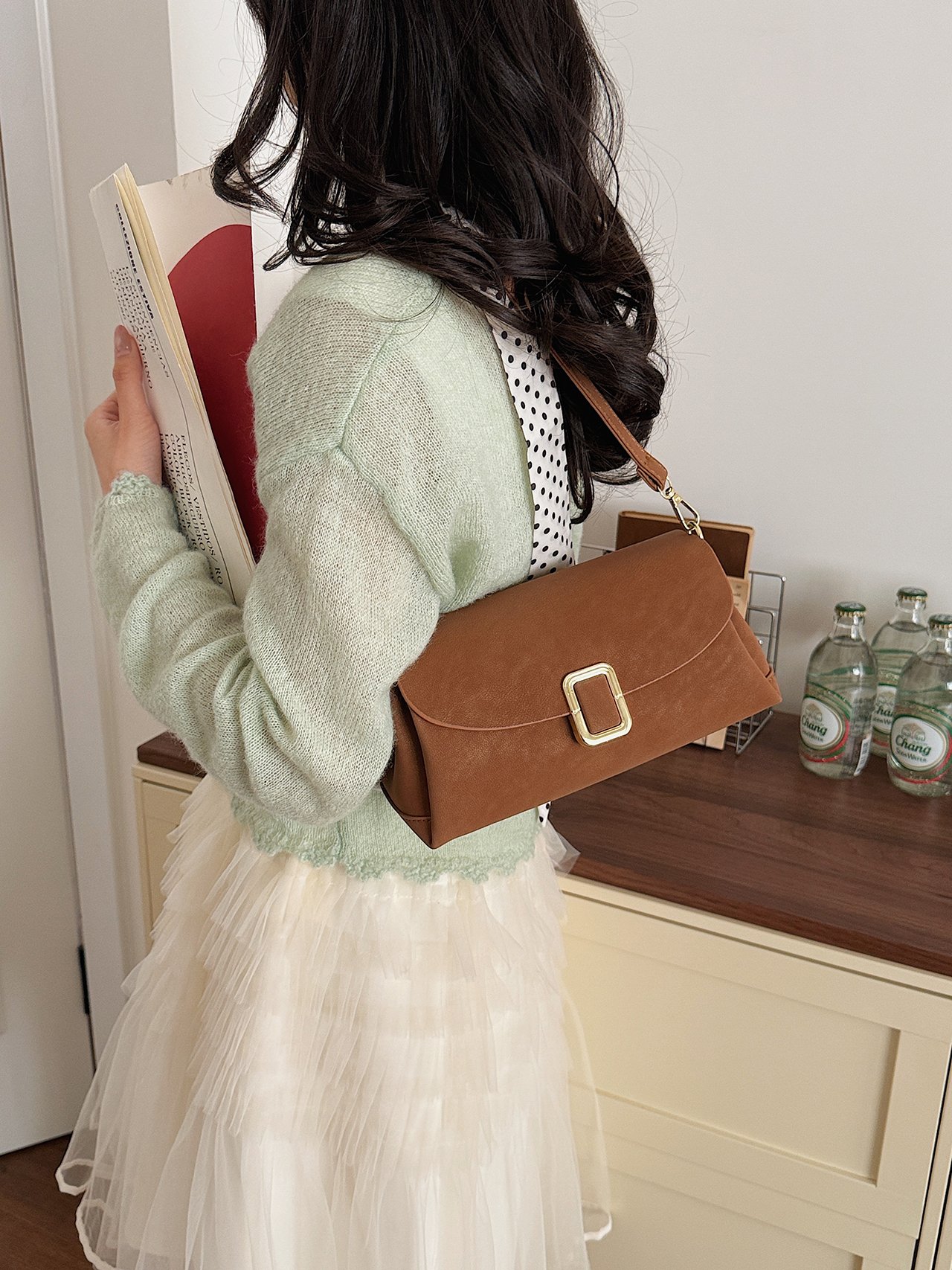 Brown Plain Sling Bag
