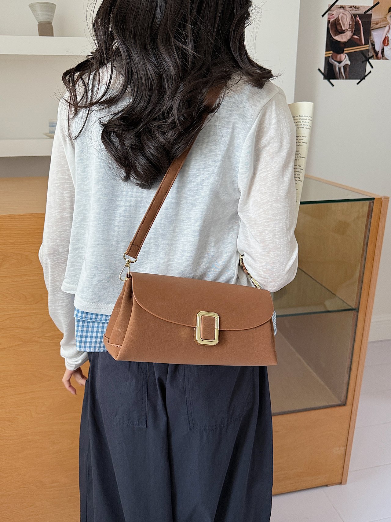 Brown Plain Sling Bag