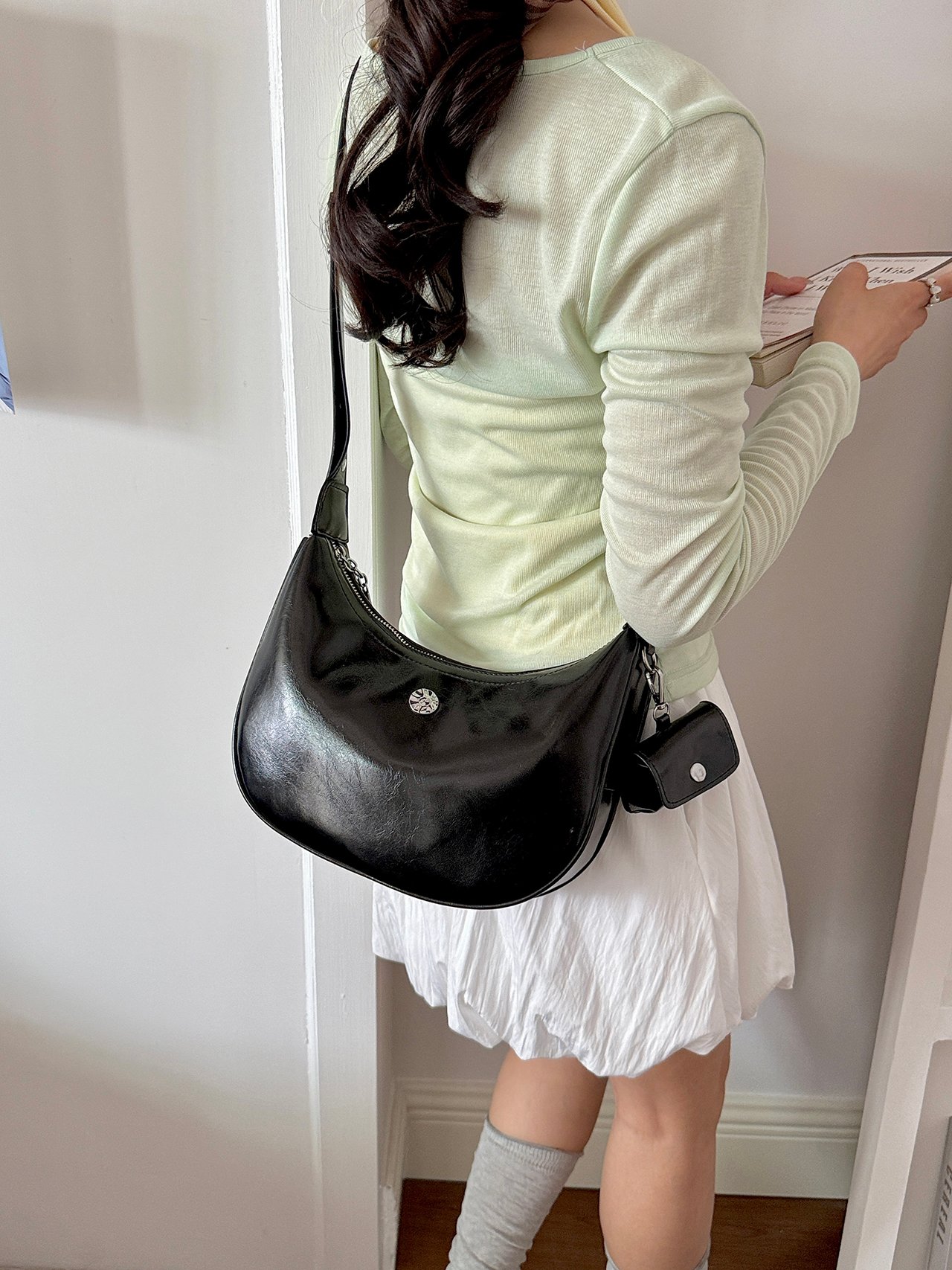 Black Crossbody Bag with Detachable Pouch