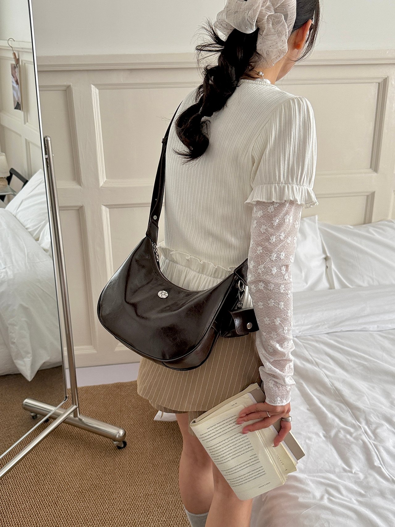 Black Crossbody Bag with Detachable Pouch