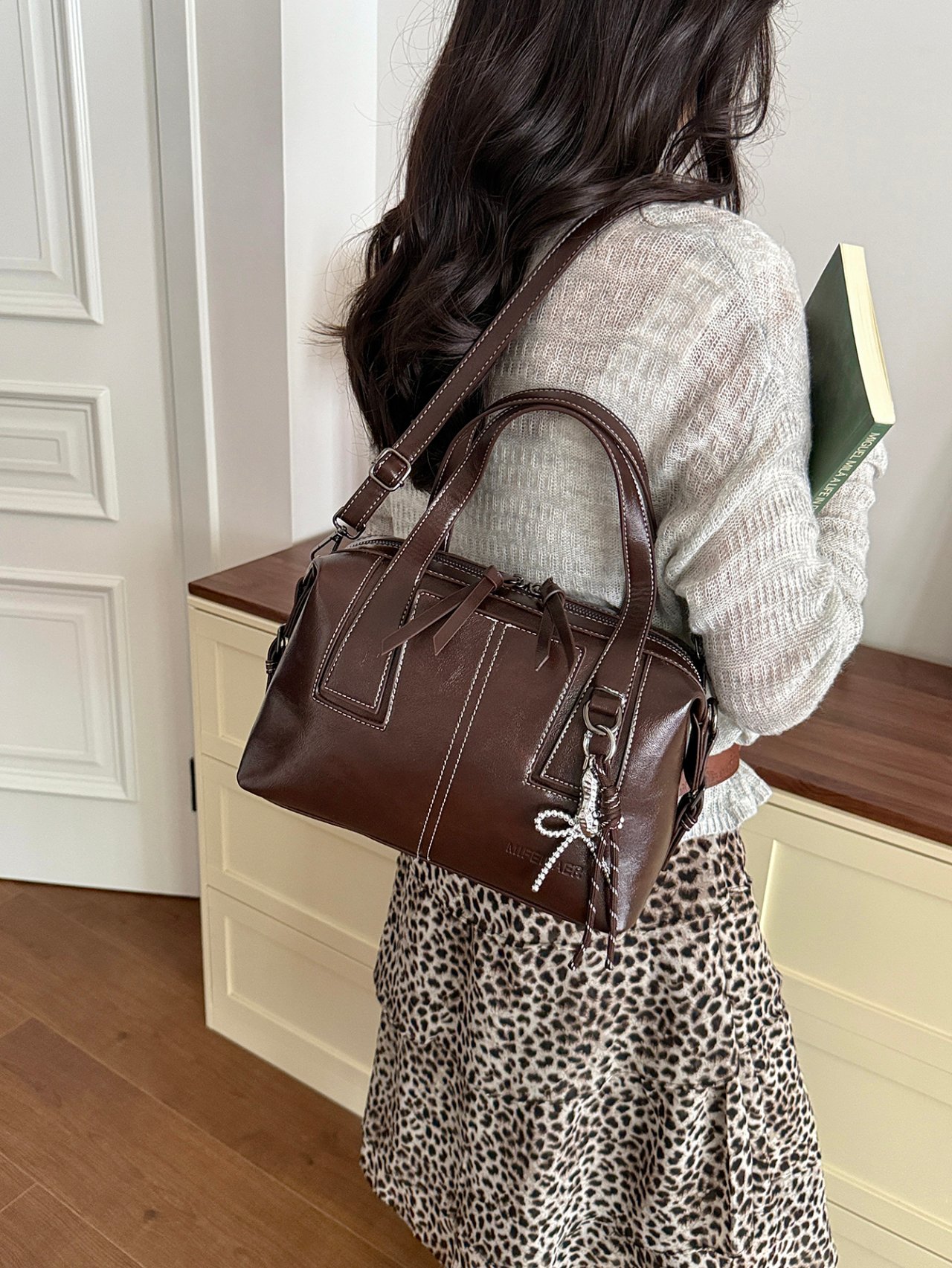 Coffee Brown Plain Crossbody Bag