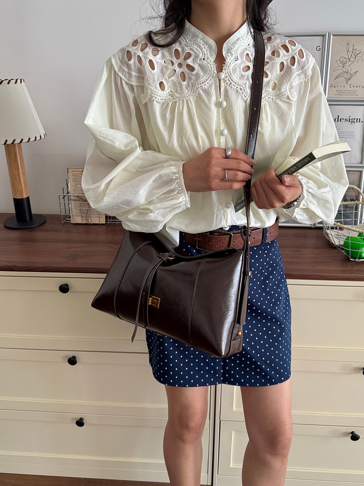 Coffee Brown Plain Shoulder Bag 