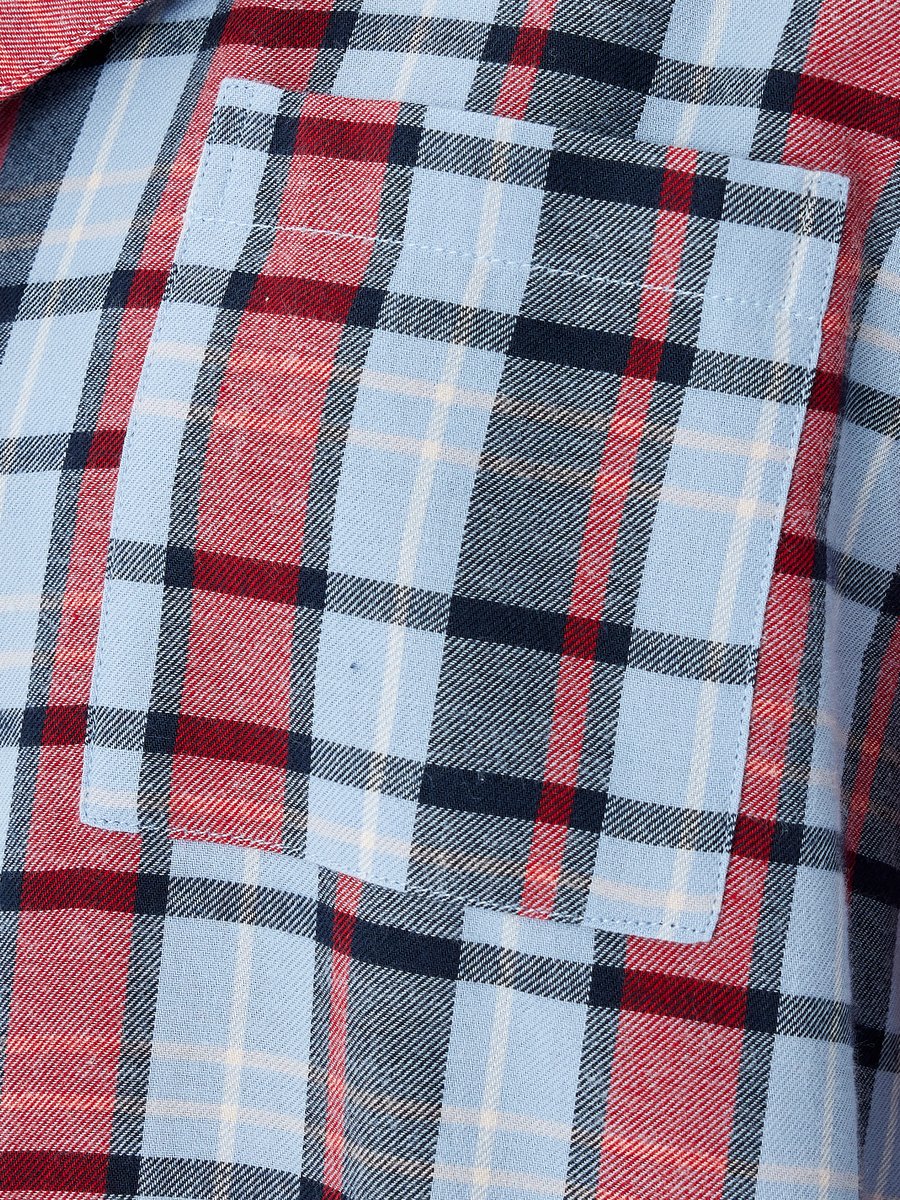 Plaid Long Sleeves Mini Shirt Dress