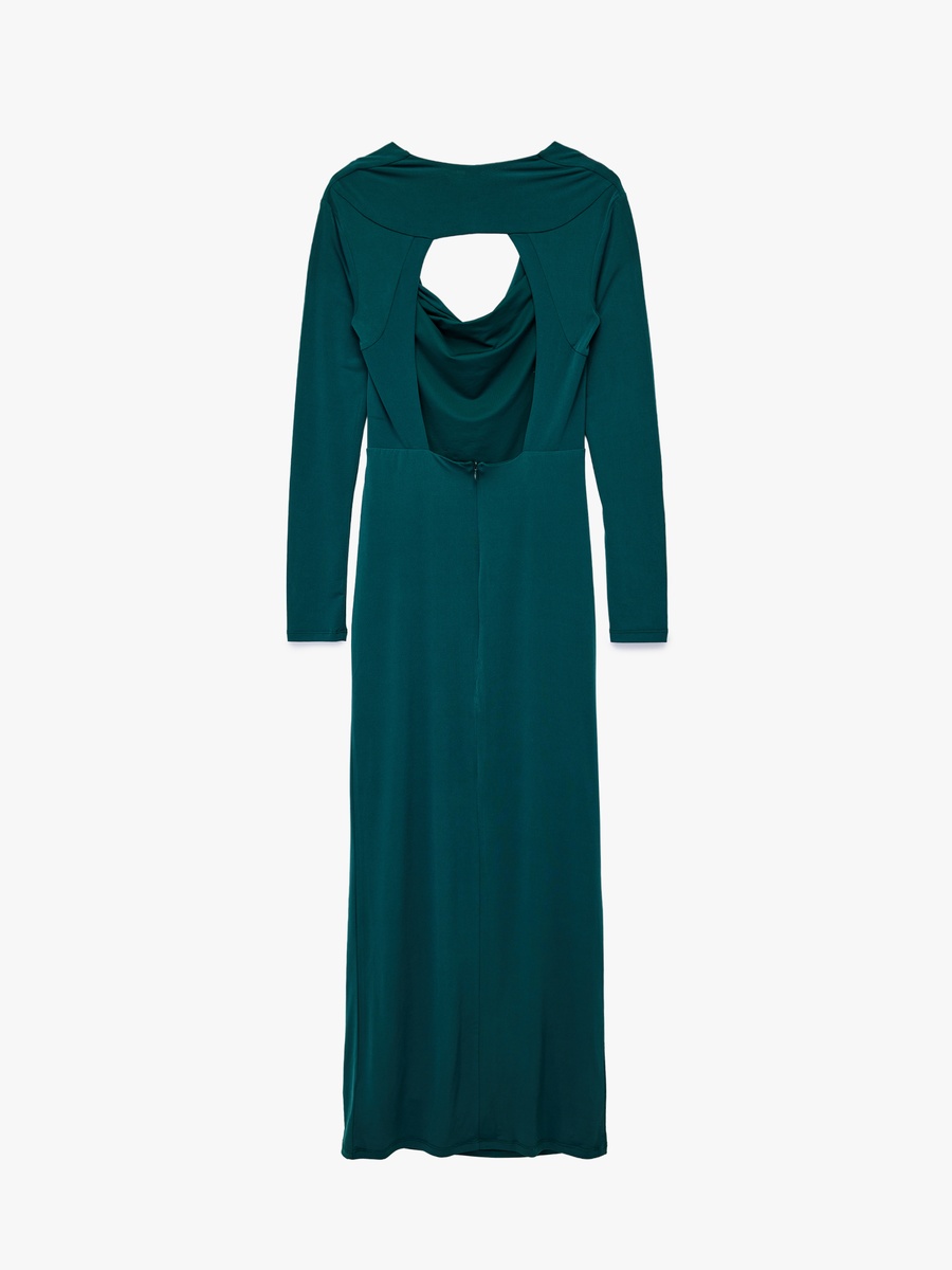 Cowl Neck Back Cut Out Sheath Dress