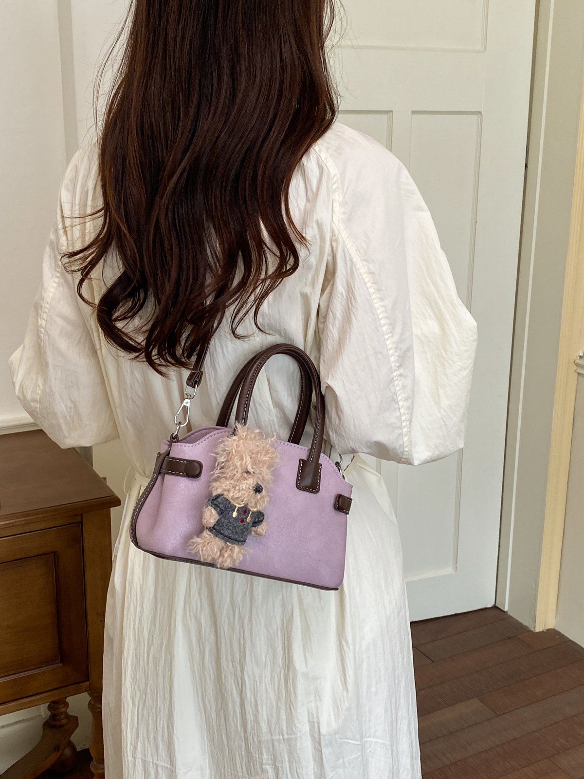 Purple Crossbody Bag with Top Handle