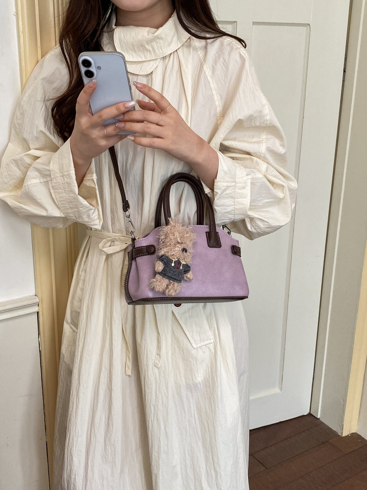 Purple Crossbody Bag with Top Handle