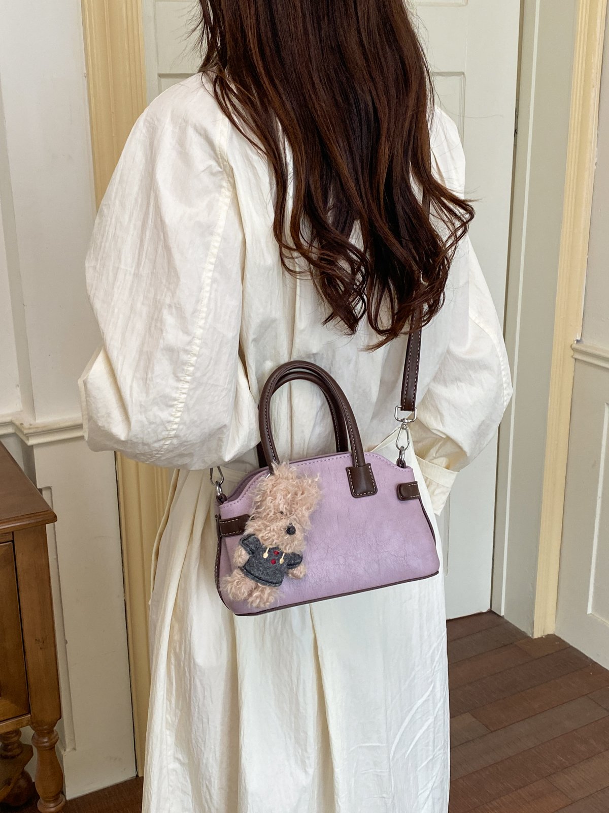 Purple Crossbody Bag with Top Handle