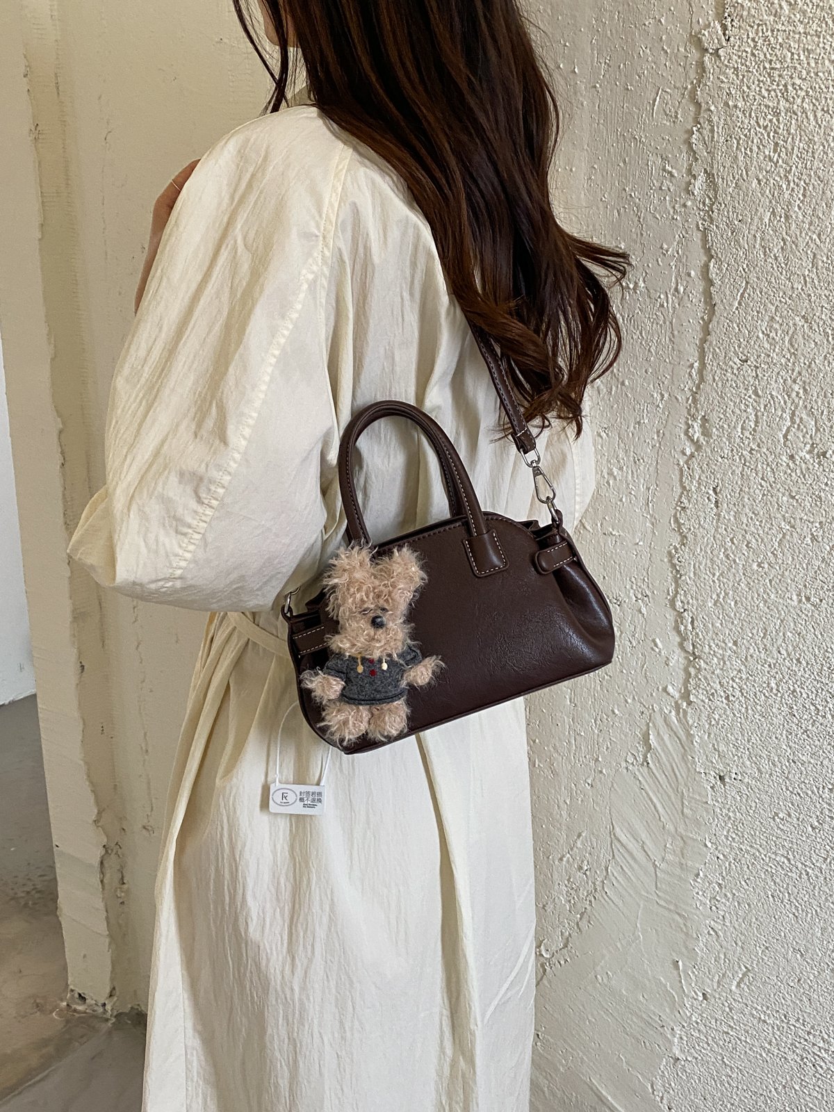 Coffee Brown Handbag with Charm