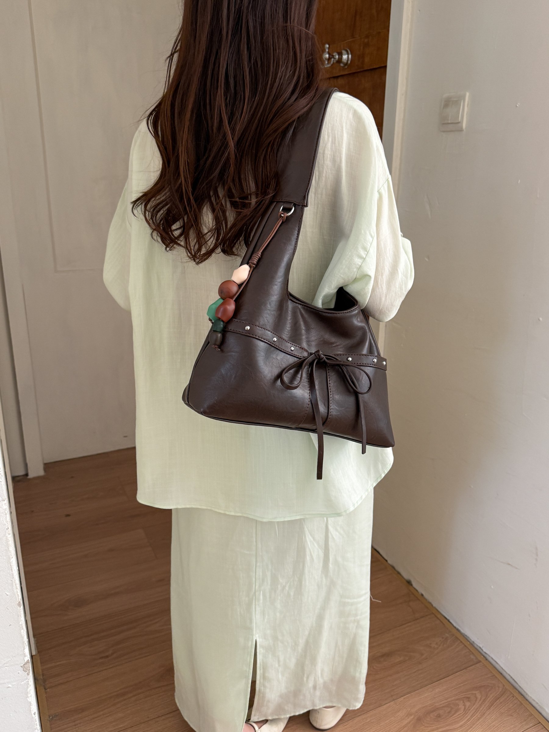 Coffee Brown Solid Shoulder Bag