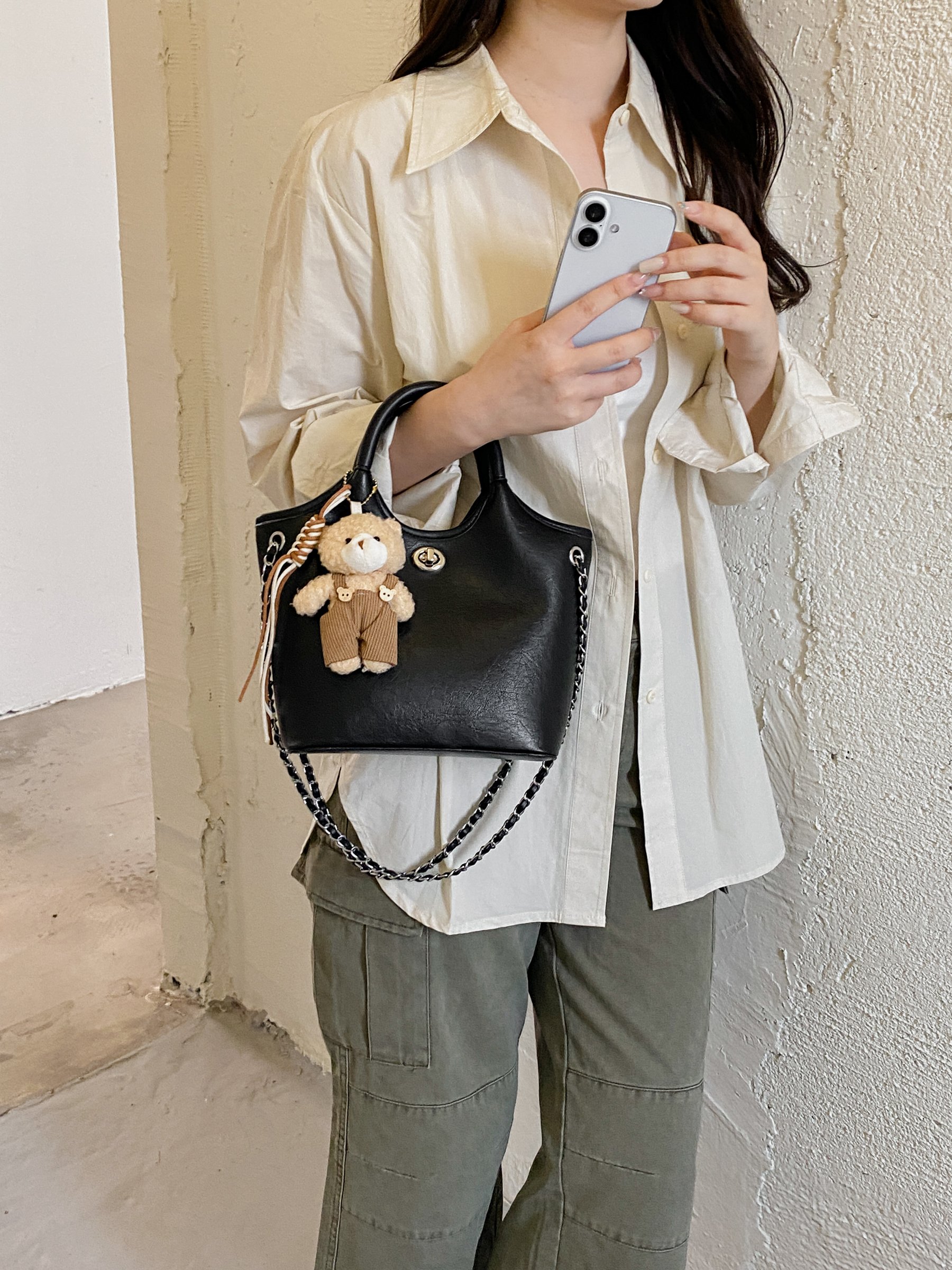 Black Handbag with Charm