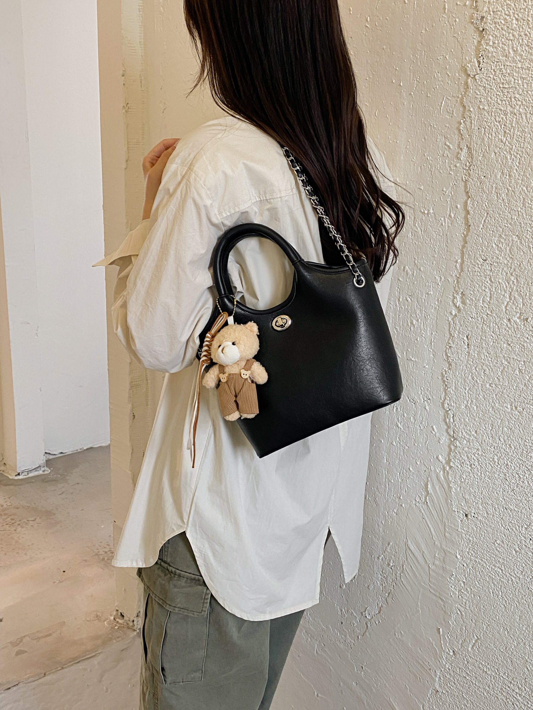 Black Handbag with Charm