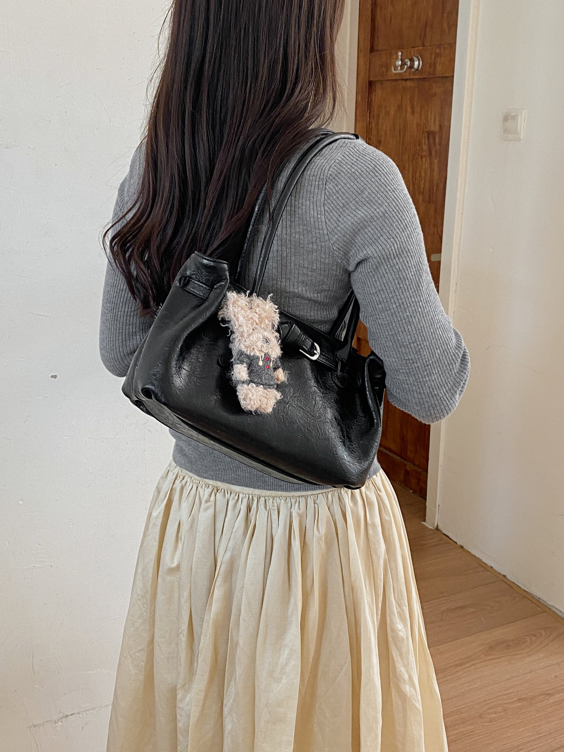 Black Tote Bag with Shoulder Strap
