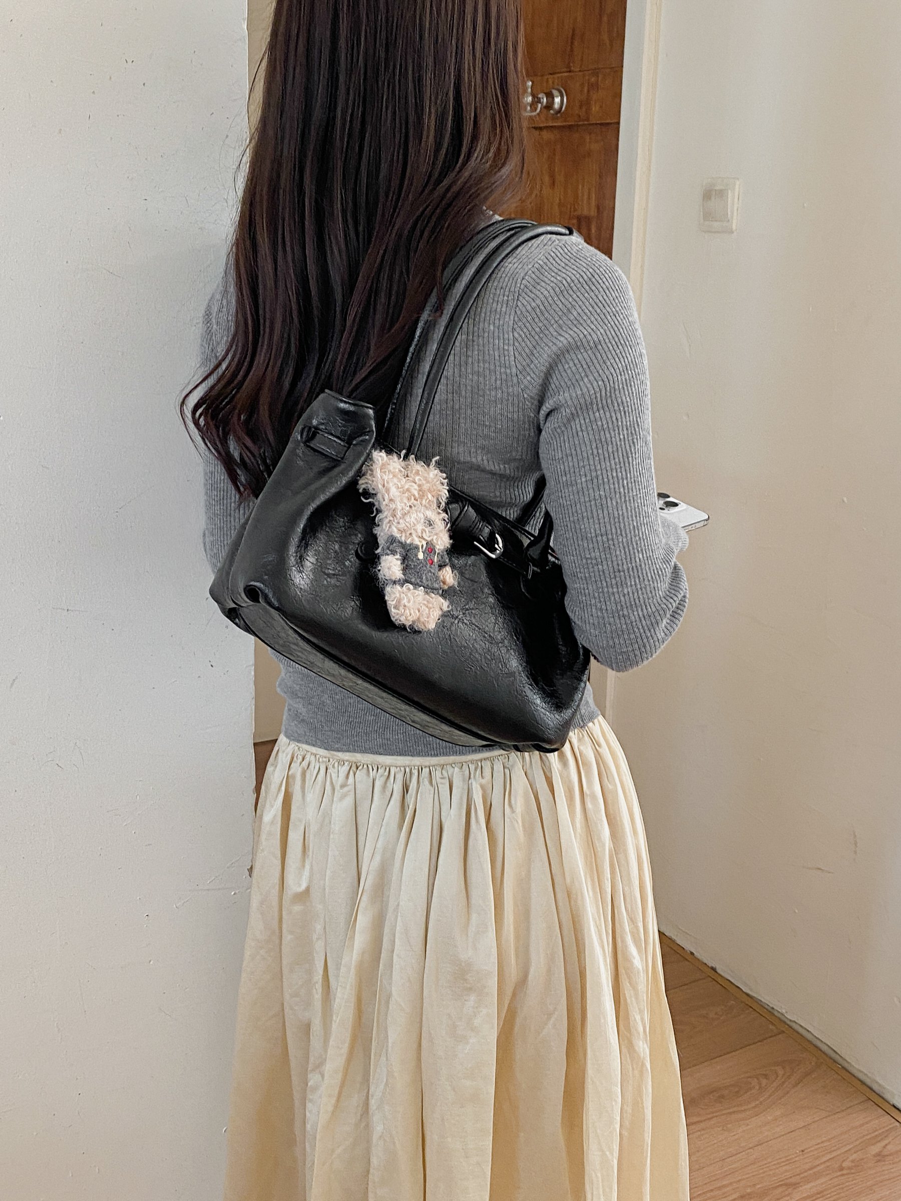 Black Tote Bag with Shoulder Strap