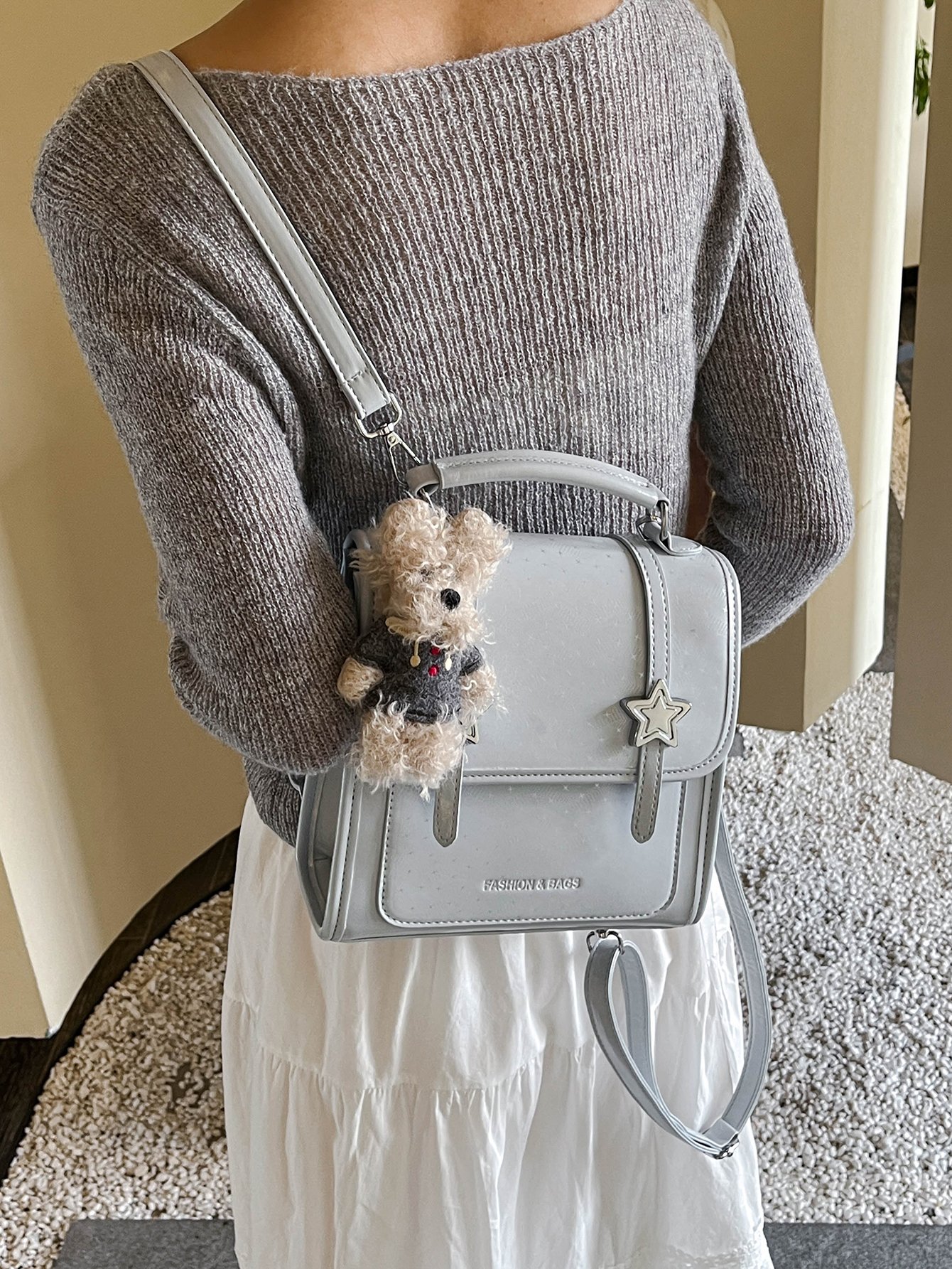 Stylish Blue Crossbody Handbag with Star Accent