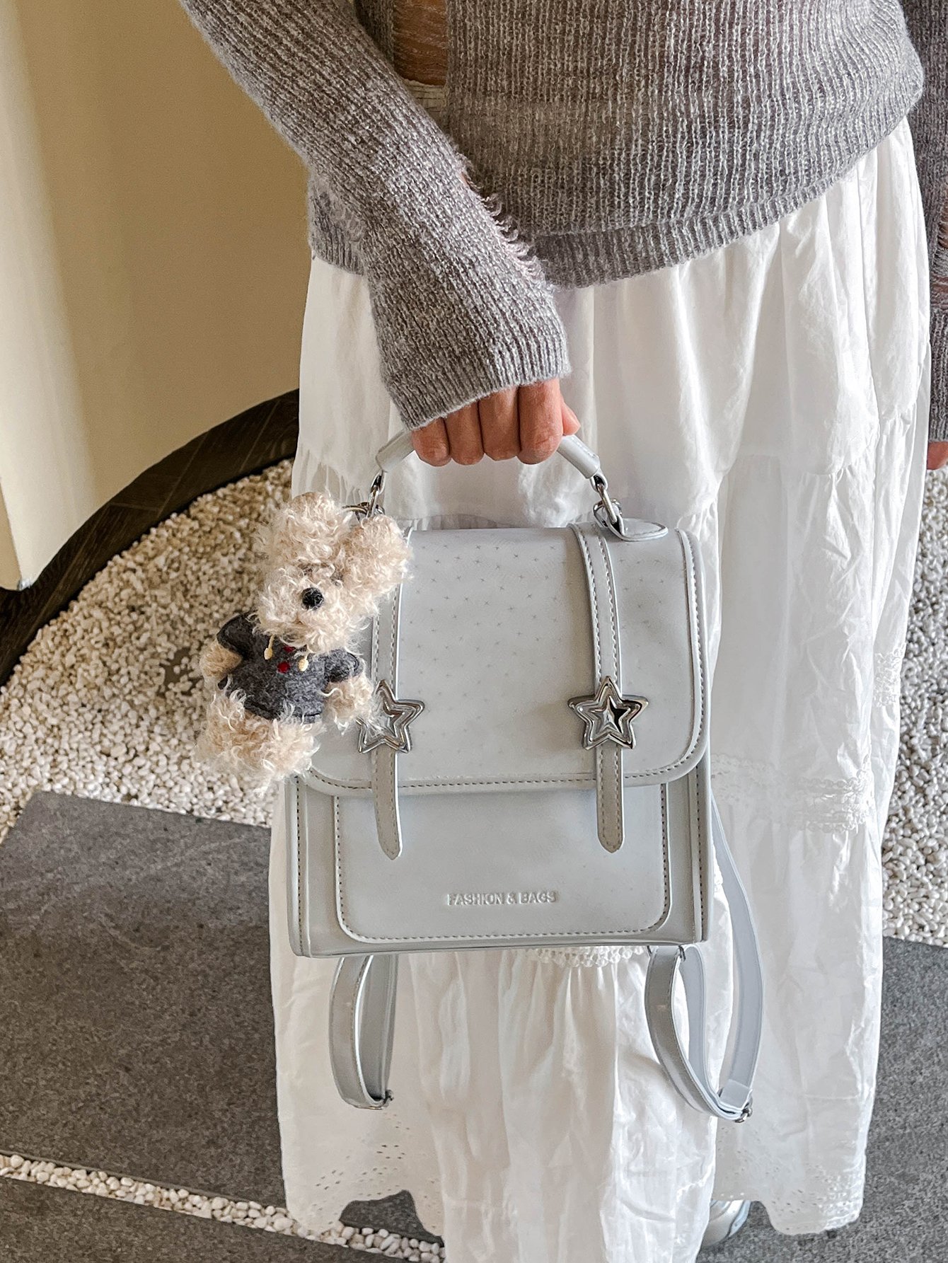 Stylish Blue Crossbody Handbag with Star Accent