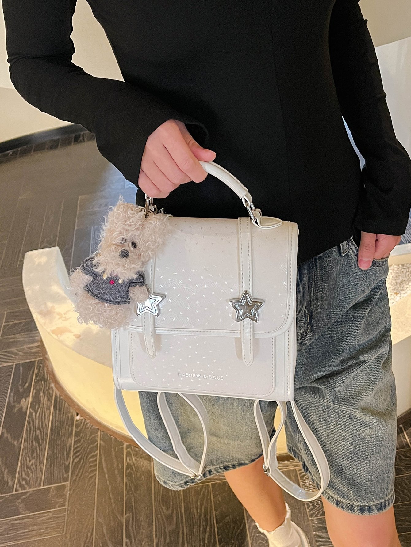 Beige Handbag with Star Accent