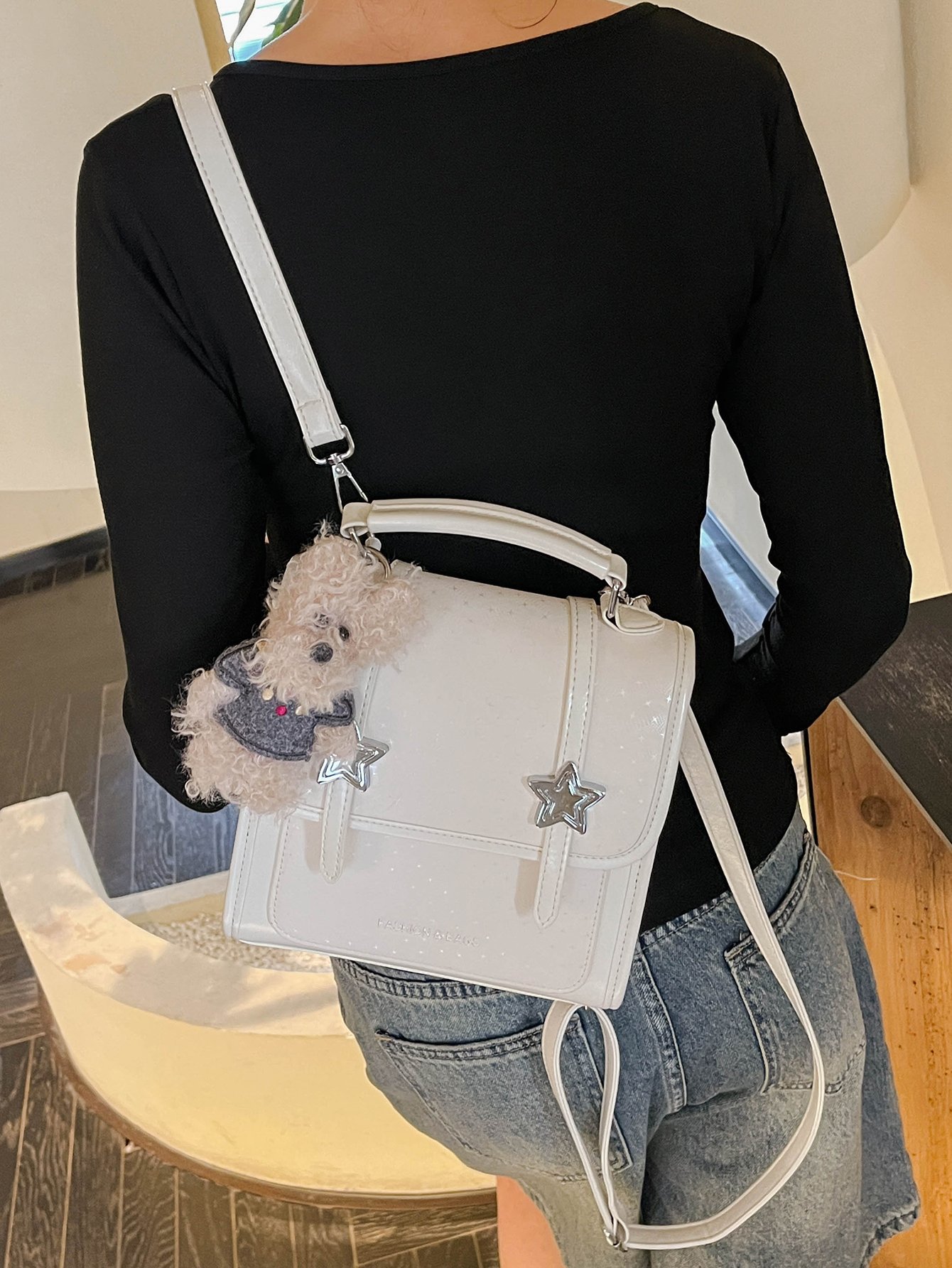 Beige Handbag with Star Accent