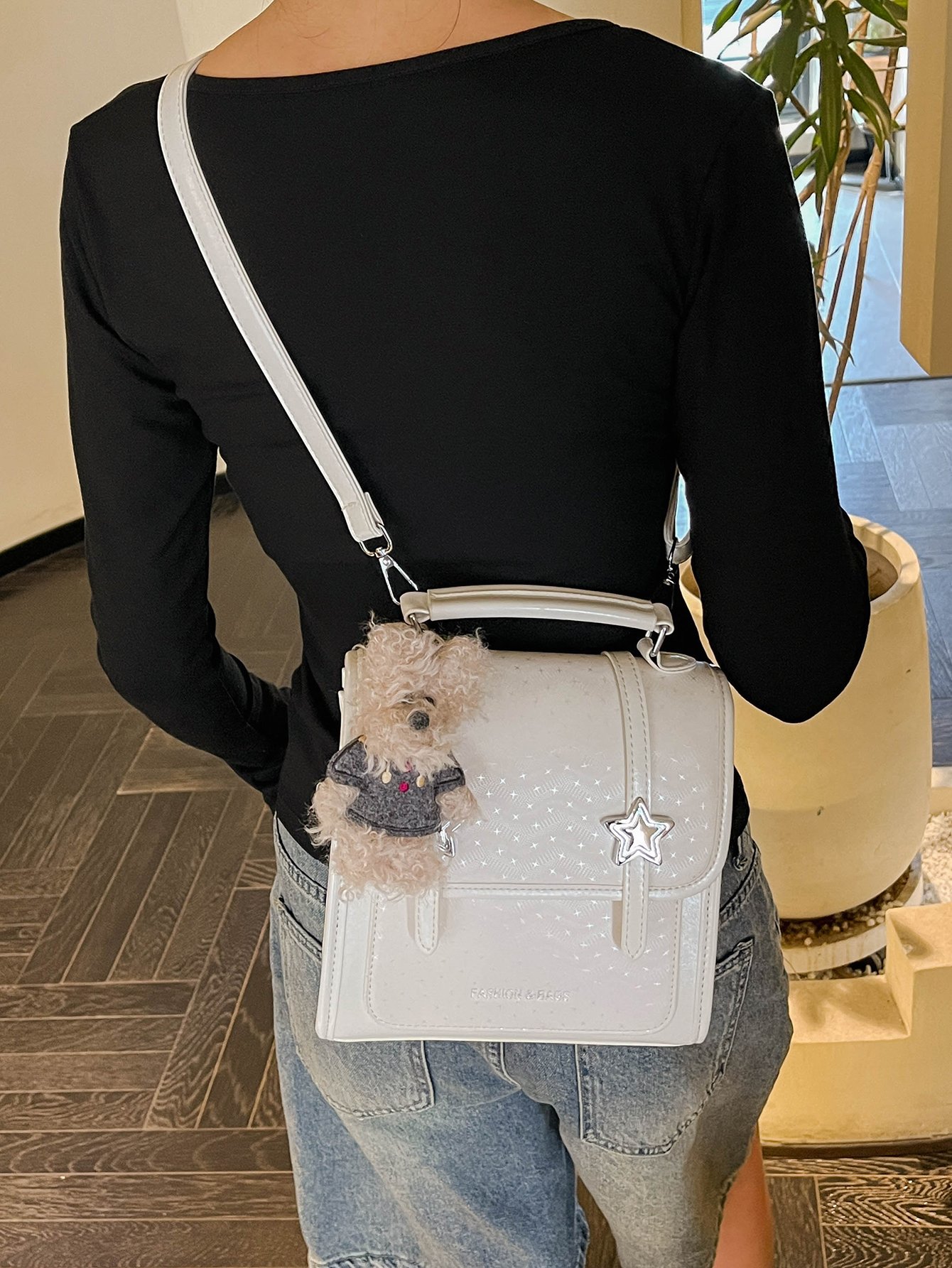 Beige Handbag with Star Accent