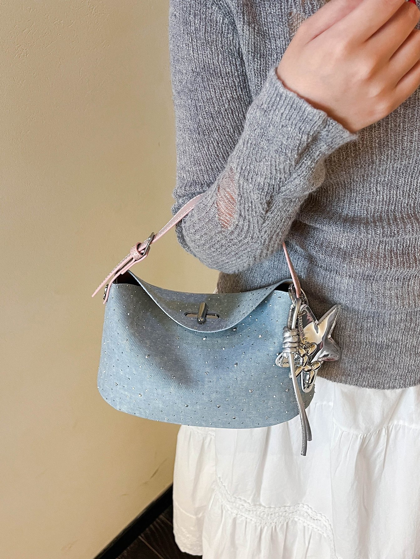 Blue Plain Crossbody Bag